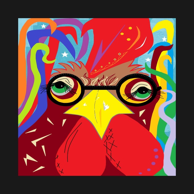 Rooster with Glasses by EloiseART