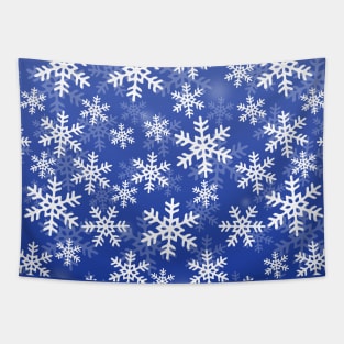 Blue and White Snowflakes Tapestry