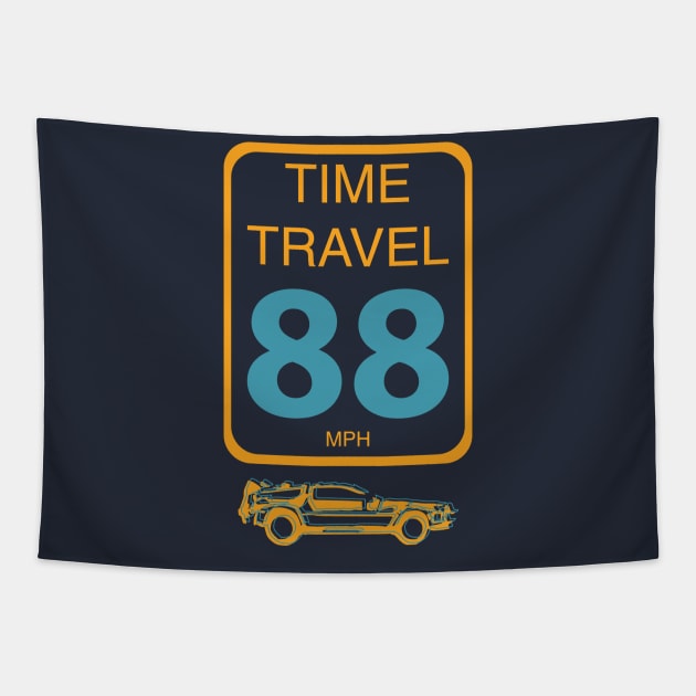 Time Travel Speed Limit Tapestry by ricketsdesign