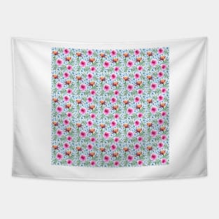 Tropical Flowers Watercolor Pattern Tapestry