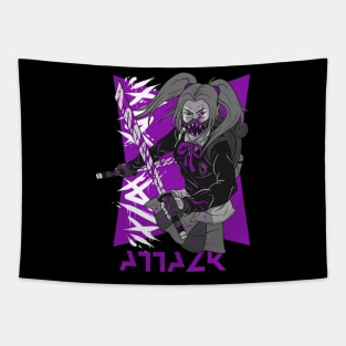 Anime Ninja Girl Design, For Truly Anime Lovers! Anime Samurai Girl, Manga Samurai Girl, Katana Tapestry