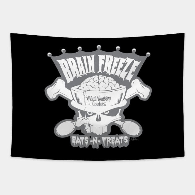 Brain Freeze Eats-N-Treats (Gray) Tapestry by QuigleyCreative