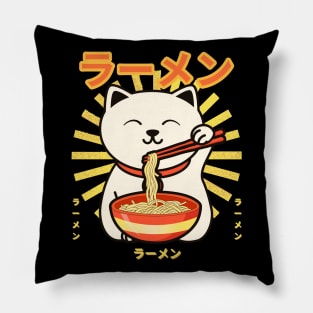 Cute Cat Eating Ramen Pillow