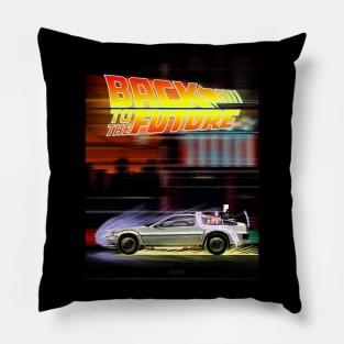 The iconic DeLorean from the movie "Back to the Future" Pillow