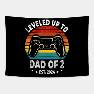 Leveled Up To Dad Of 2 Level Unlocked Daddy Again Father Day Tapestry