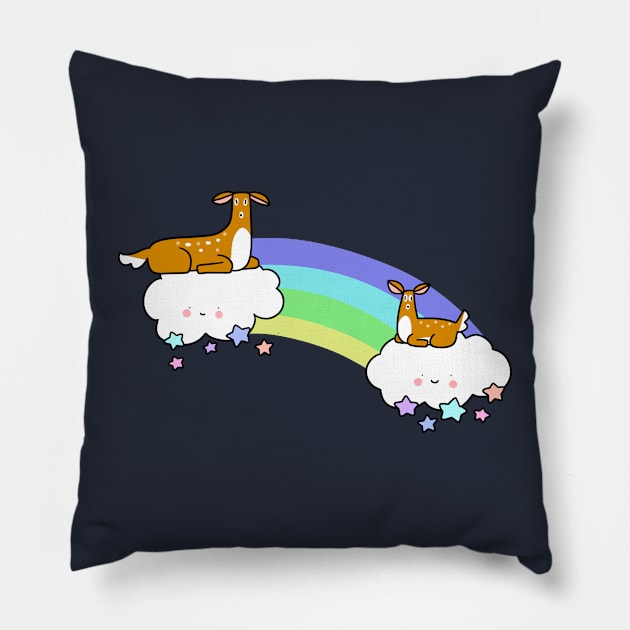 Rainbow Cloud Deer Pillow by saradaboru