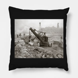 Steam Shovel, 1910. Vintage Photo Pillow