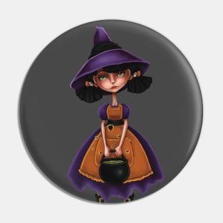 Lil Witch's Cauldron Halloween Pin