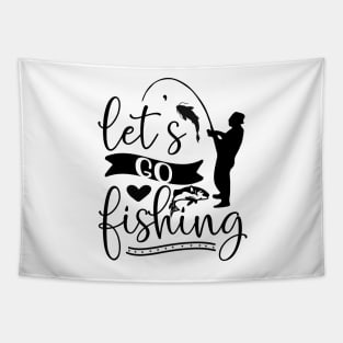 Wishing I Was Fishing - Less Talk More Fishing - Gift For Fishing Lovers, Fisherman - Black And White Simple Font Tapestry