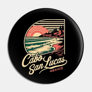 Cabo San Lucas Beach, Mexico. Retro Pin