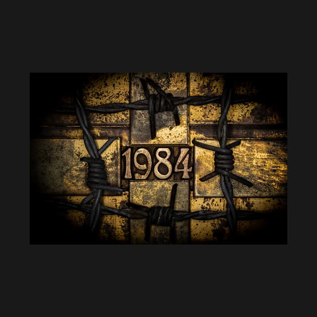 1984 numbers on grunge copper and gold background by IHX