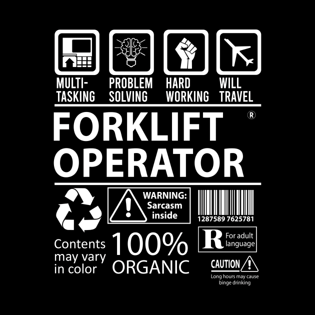 Forklift Operator T Shirt - MultiTasking Certified Job Gift Item Tee by Aquastal