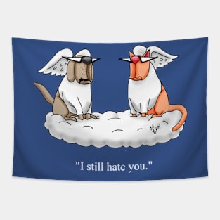 Funny Dog and Cat Angel Cartoon Humor Tapestry