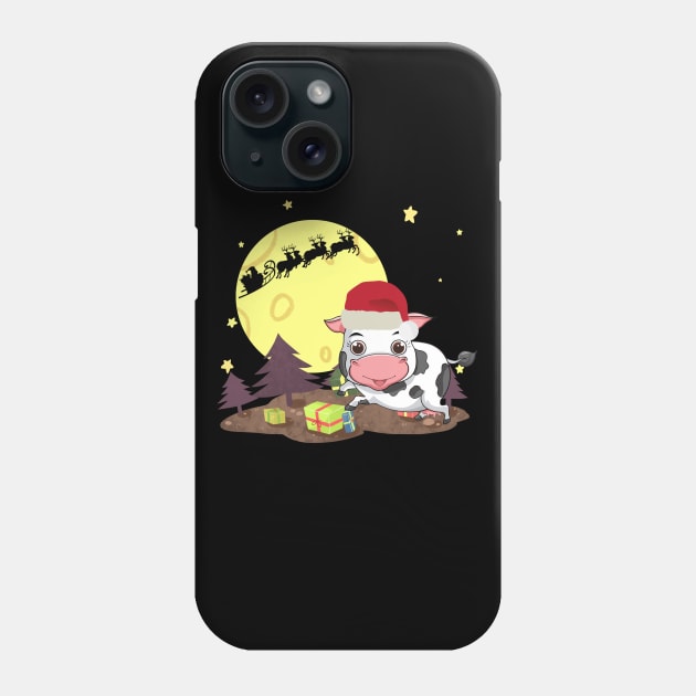 Funny Cow Santa Merry Christmas With Presents Costume Gift Phone Case by Pretr=ty