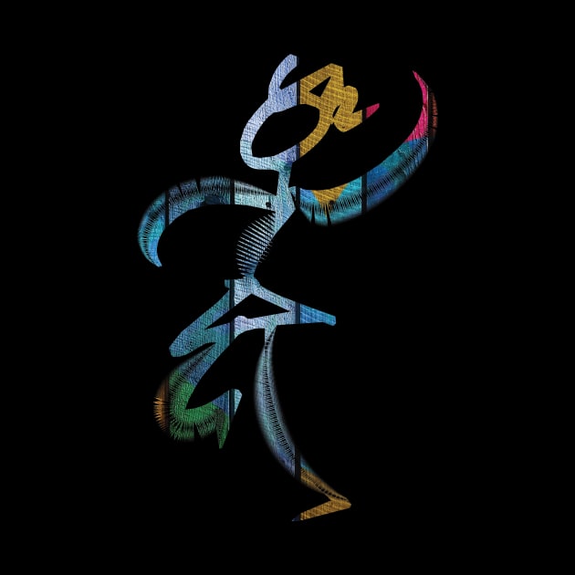 Colorful Dancing Stick Woman by OssiesArt