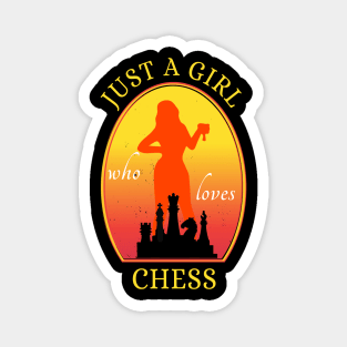 Just A Girl Who Loves Chess vintage sunset Magnet