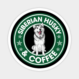 Siberian Husky And Coffee Magnet