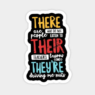 There Their They're T Shirt English Grammar Teacher Distress Magnet