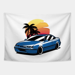 Blue Opel Calibra Classic Coupe Tapestry