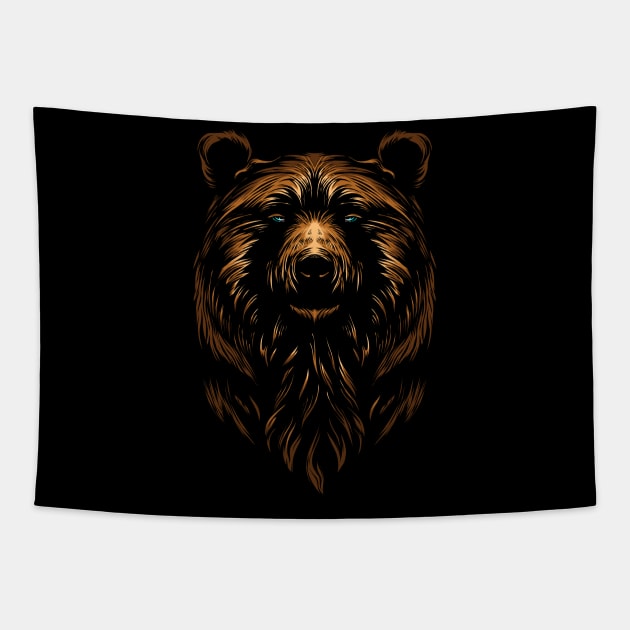 Dark Bear illustration Tapestry by mybeautypets