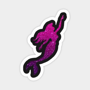 Pink and Purple Ombre Faux Glitter Mermaid Silhouette Magnet