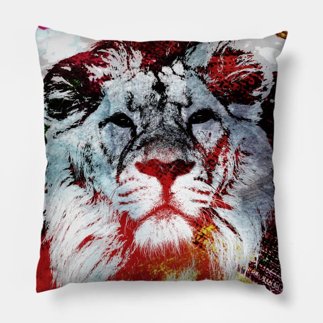 lion, indian lion - watercolor Pillow by hottehue