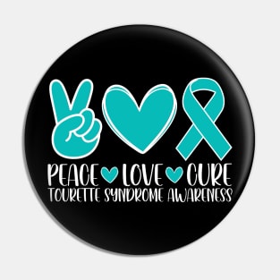 Tourette Syndrome Awareness Peace Love Cure Pin