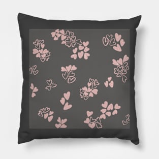 Hand-Drawn Hearts Pink Pillow