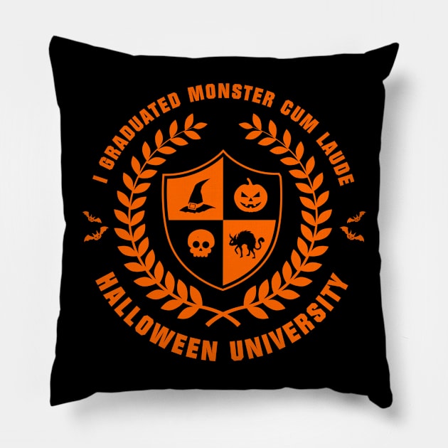 Halloween University (Orange)[HT] Pillow by HalloweenTown