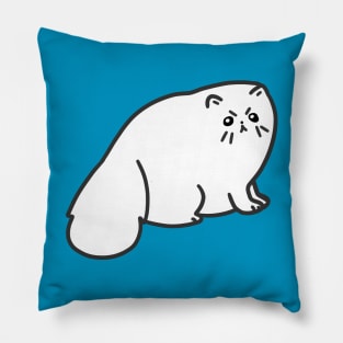 Angry Fluffy White Cat Pillow