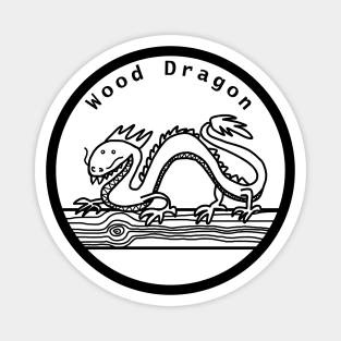 Wood Dragon Year of the Dragon Black Line Magnet