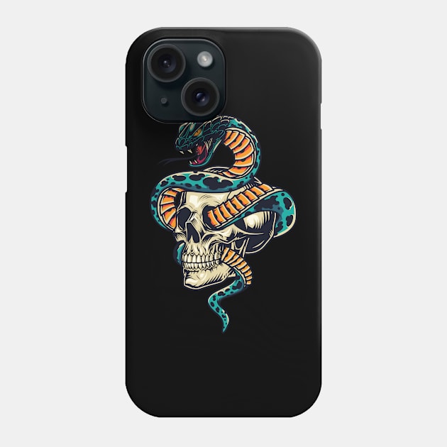 Snake Skull Phone Case by Falden