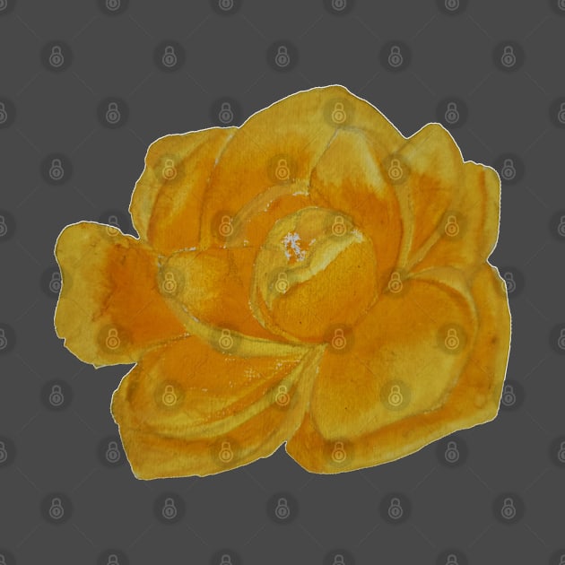 Yellow rose blossom, handpainted gouache watercolor by JewelsNova