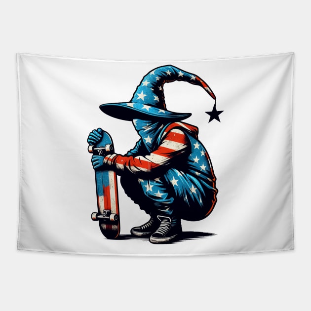 American patriot skate wizard Tapestry by TomFrontierArt