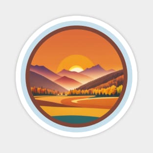 warm vintage moutains design Magnet