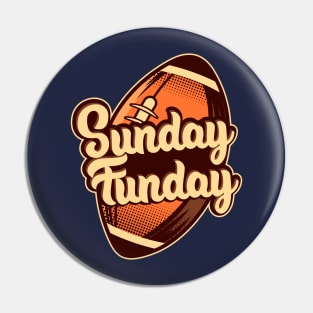 Football Sunday Funday Vintage Retro Design Pin