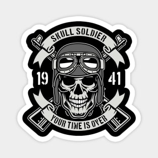 Skull Soldier Time Is Over, Vintage Retro Classic Magnet