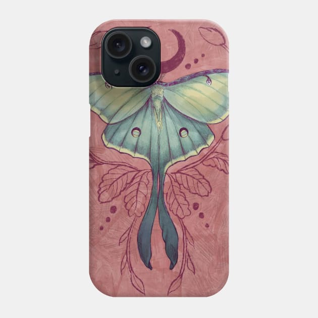 Mystical Luna Moth Artwork Phone Case by Ley Guth Art