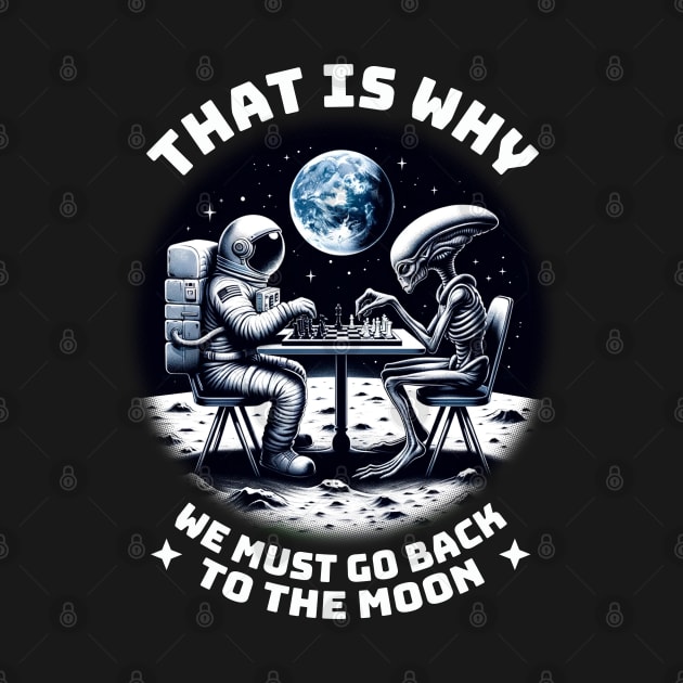 Alien vs. Astronaut – Chess Moon Landing Space by Infinitee Shirts