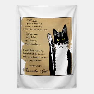 Cute Tuxedo Cat Poem Vintage  Copyright TeAnne Tapestry