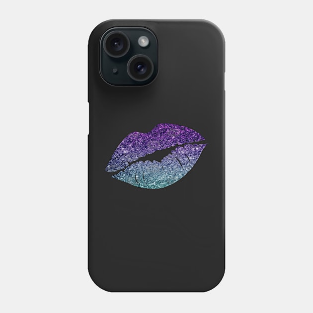 Teal Purple Ombre Faux Glitter Lips Phone Case by Felicity-K