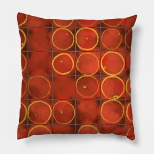 Red apples on braun grid Pillow