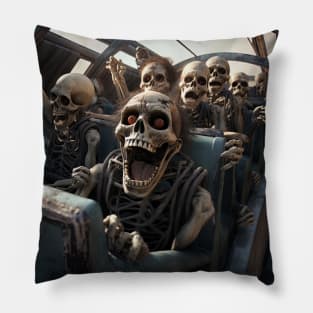 group of skeleton on rollercoaster ride Pillow