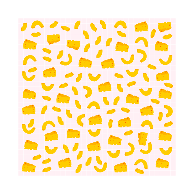 Funny Mac and Cheese Pattern on Pink Background by kapotka