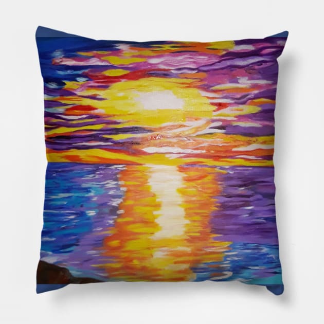 Ocean Sunset Pillow by Oregon333