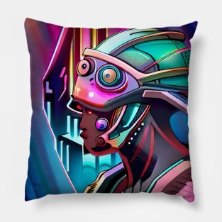 Axolotl-cyborg cyberpunk Pillow