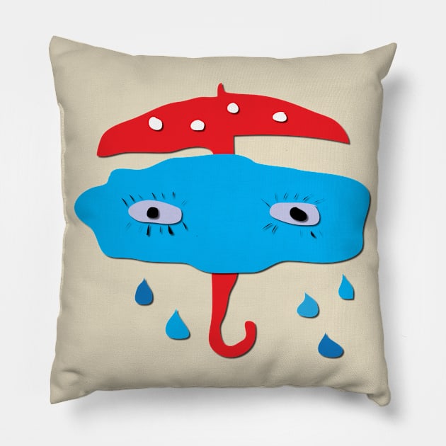 Mushroom umbrella for shiny rainy days Pillow by jumitu404