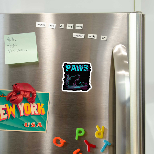 Unique Glitch Art Cat Gift - Retro PAWS Parody Kitten Lover Tee by OUTFITPAW