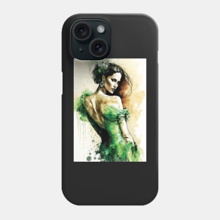 Flamenco Dancer - Watercolor Green Phone Case