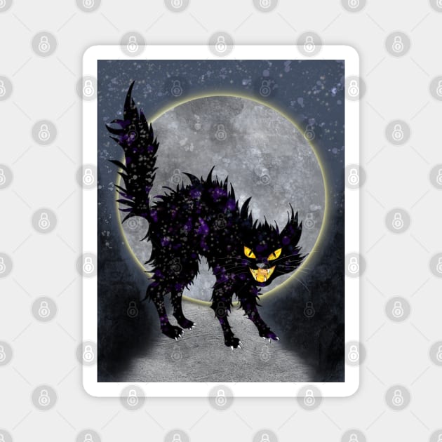 Child of the Moon and the Underworld - Evil black cat illustration Magnet by Wolshebnaja